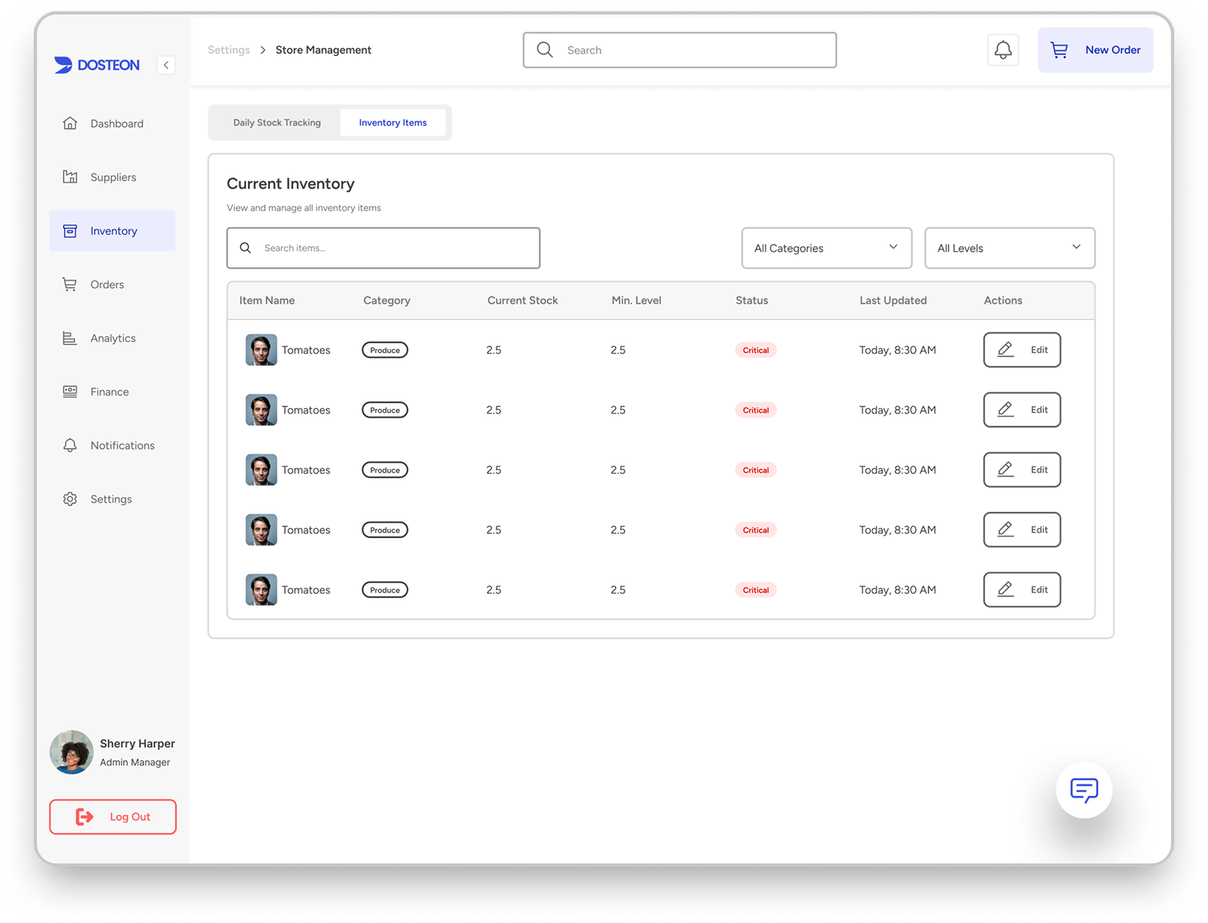 Dosteon Dashboard Mockup